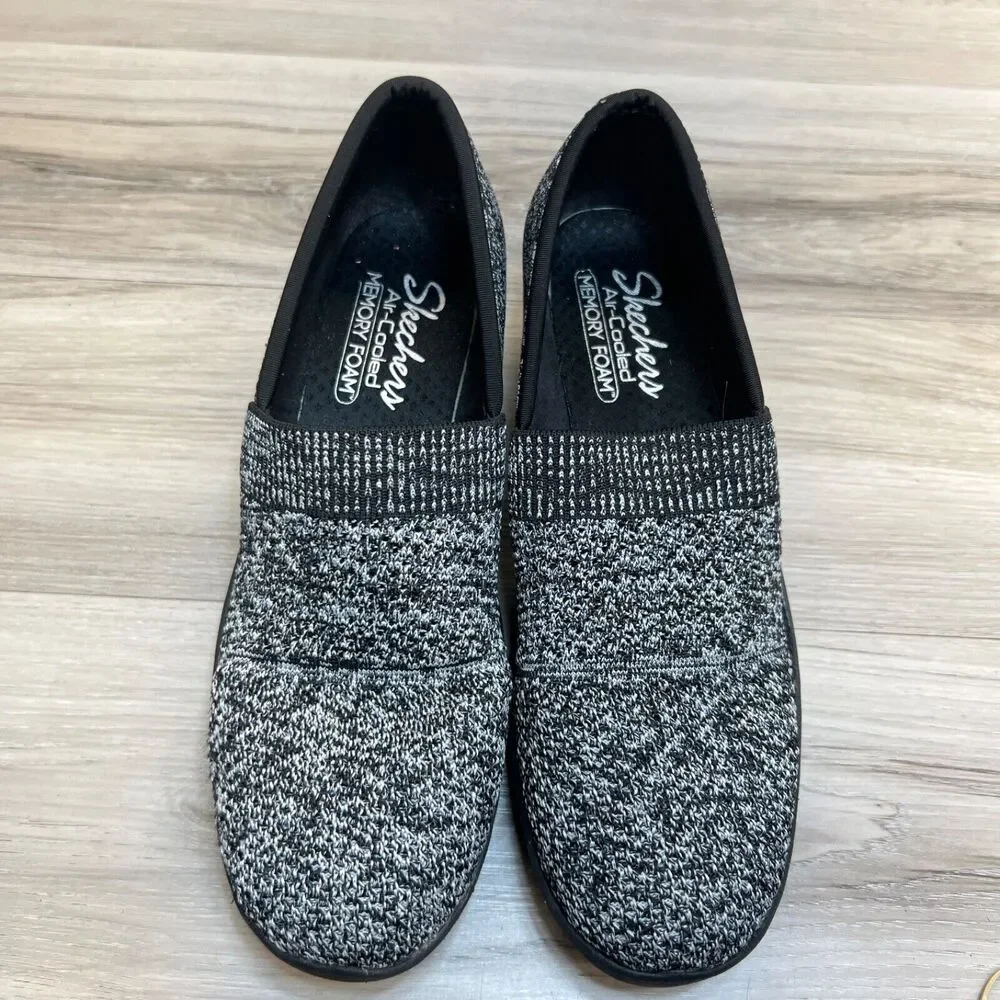 Skechers Clogs Womens Size 10‎ Pier Lite Wedge Walking Shoes Black White 158410